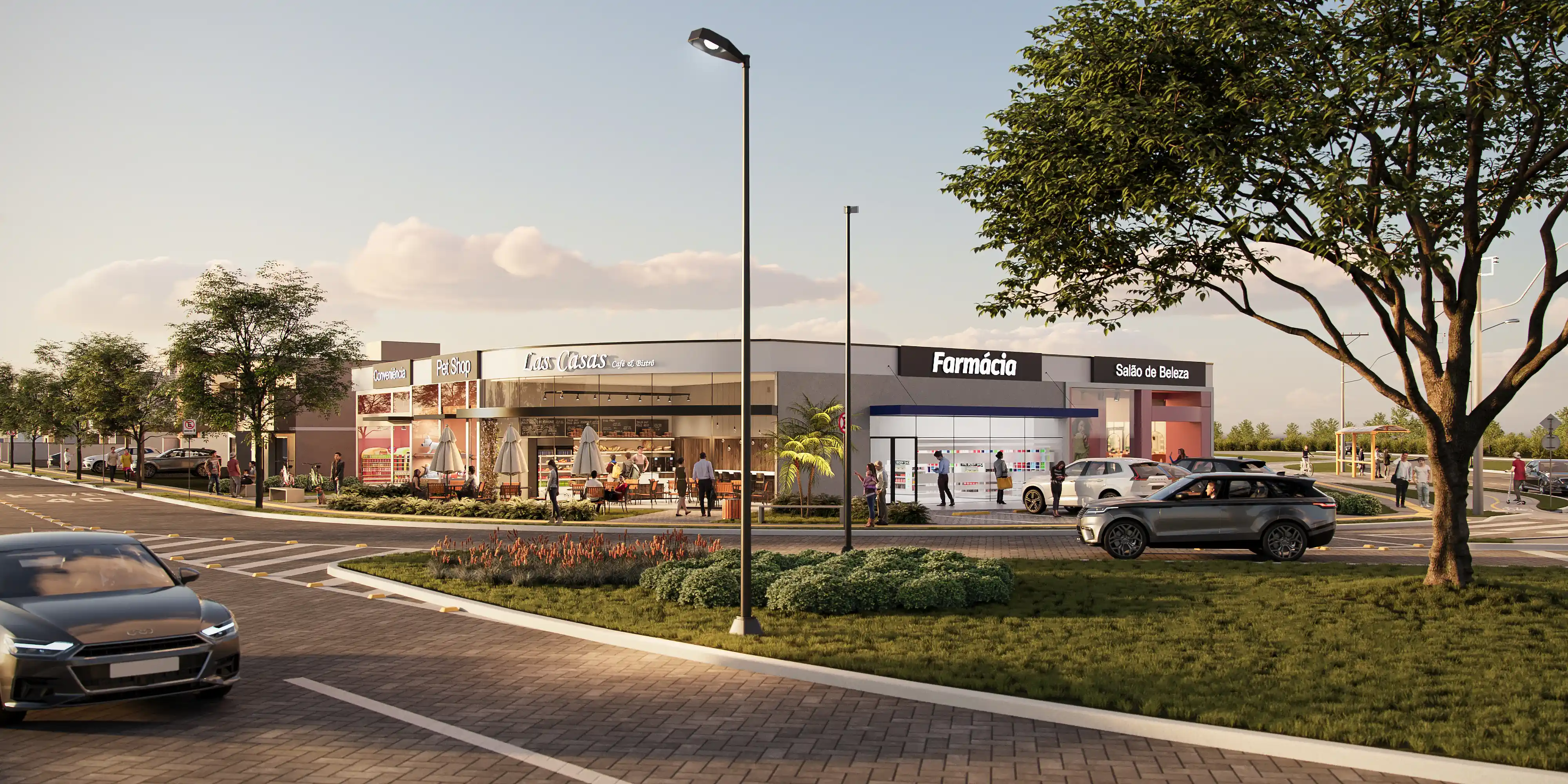 Área comercial do Las Casas Bairro Planejado